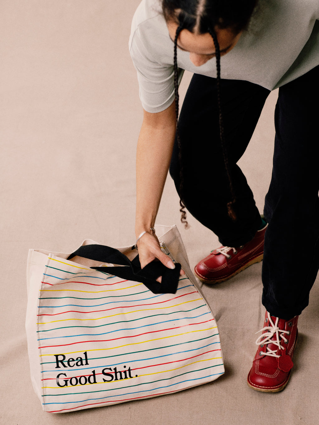 Real Good Shit (Striped) Canvas Tote Bag