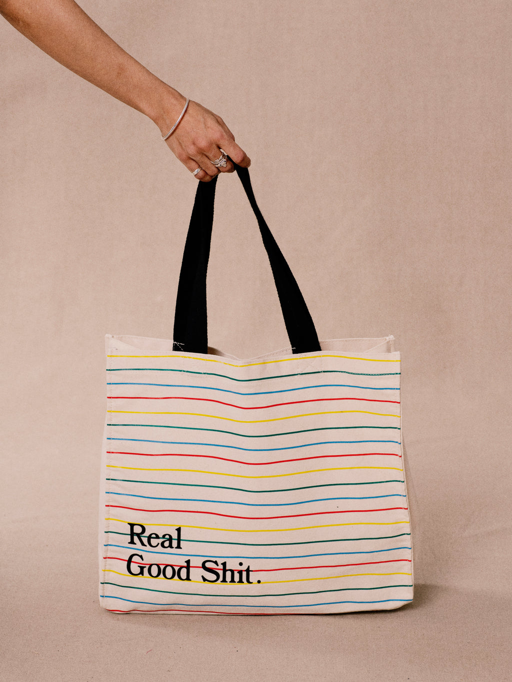 Real Good Shit (Striped) Canvas Tote Bag