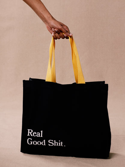 Real Good Shit Canvas Tote Bag (Black)